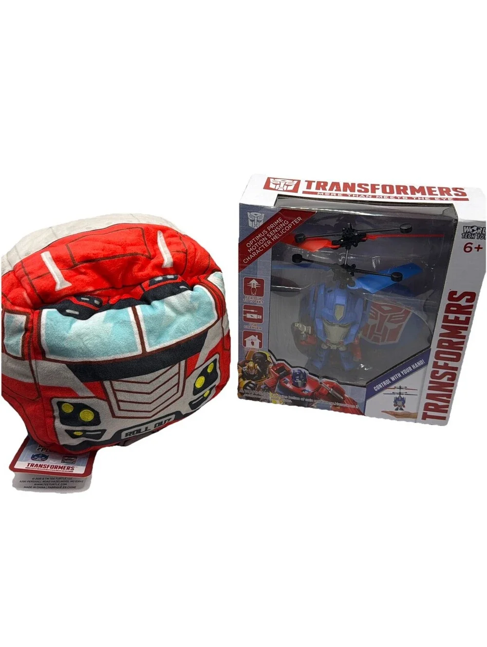 Transformers Optimus Prime Bundle Motion Sensing Helicopter & Reversible Plushie
